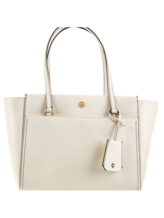 Tory Burch Handbags - Tory Burch Robinson Cream Leather Double-Handle Tote with Gold Accents
